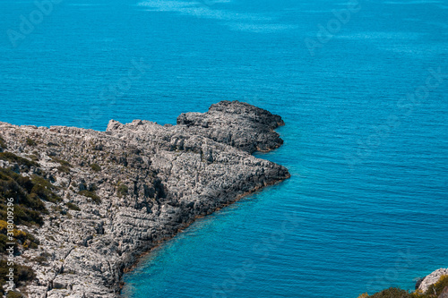 Rocky beach seashore on Zakynthos