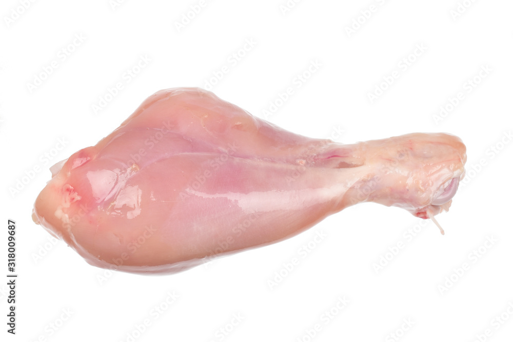 Raw chicken leg piece isolated on white background Raw chicken leg piece isolated on white background