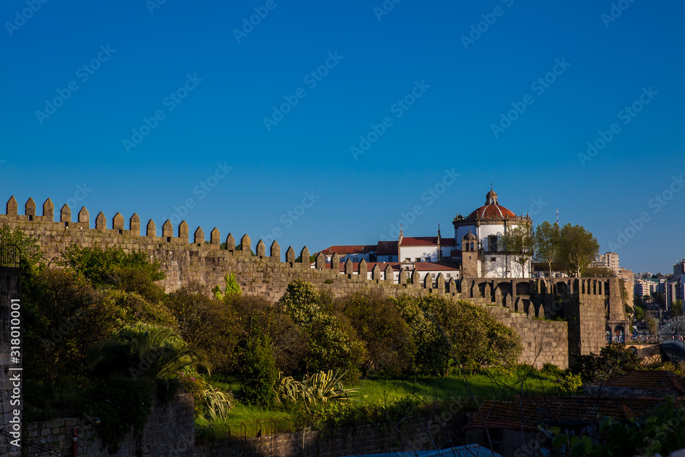 Fernandine Walls of Porto and the Monastery of Serra do Pilar built on 1672 located at Vila Nova de Gaia in Portugal