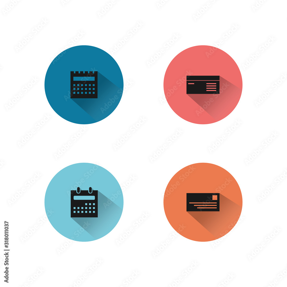 Set of various icon vector long shadow design Set of various icon vector long shadow design