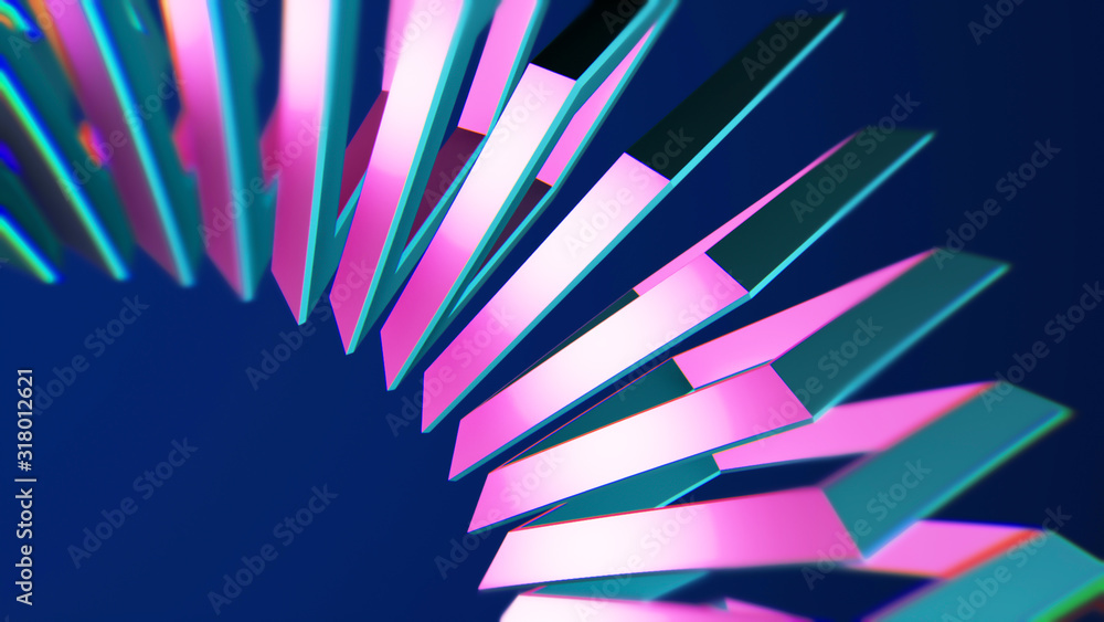 Fototapeta premium Futuristic neon pink and blue glowing element. Abstract sci fi background.