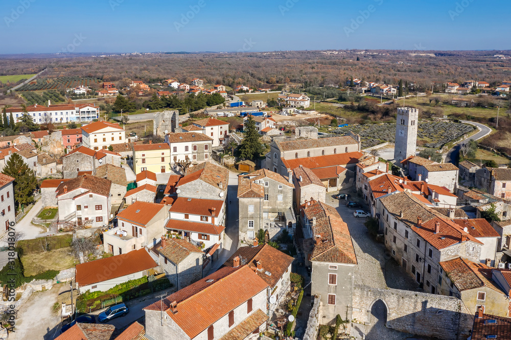 An aerial view of Sveti Lovrec, Istria, Croatia