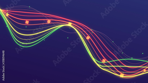 Abstract graph statistics. Financial stock market. Neon lines.