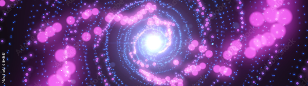 Abstract blue background. Neon lights. Glowing tunnel. Bright violet vibrant dots. laser illumination. Abstract blue background. Neon lights. Glowing tunnel. Bright violet vibrant dots. laser illumination.