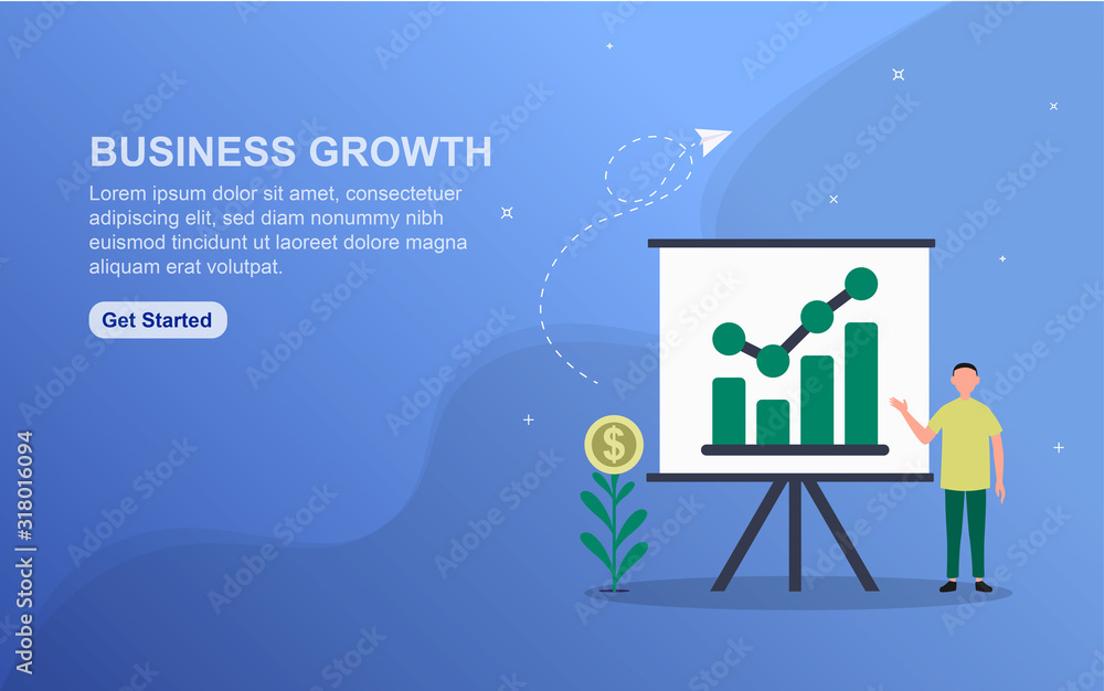 Business Growth concept landing page template. Business Growth concept landing page template.