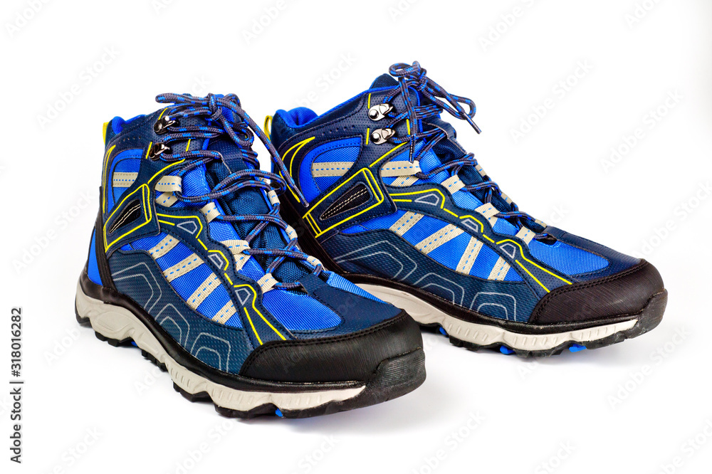 Warm men's sports-style boots with a waterproof surface, with laces