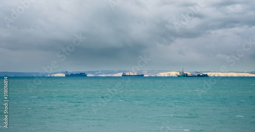 opal coast landscape with cargo boats crossing the Channel © Image'in