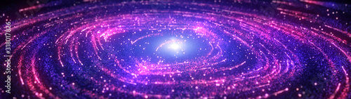 Abstract purple and pink galaxy dynamic background.Futuristic vivd neon swirl lines. Light effect.