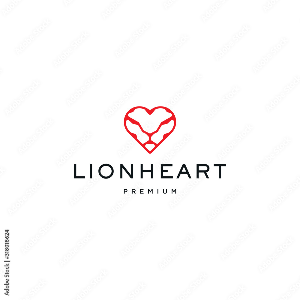 Lion heart logo icon illustration