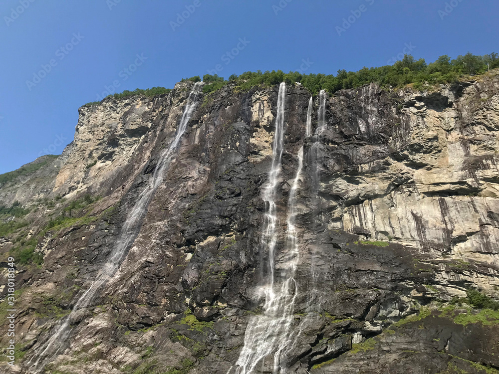 The seven sisters waterfall, Geiranger fjord Norway 