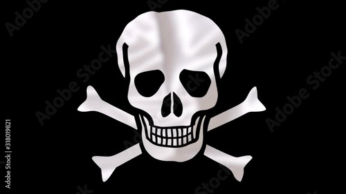 skull and crossbones on black background