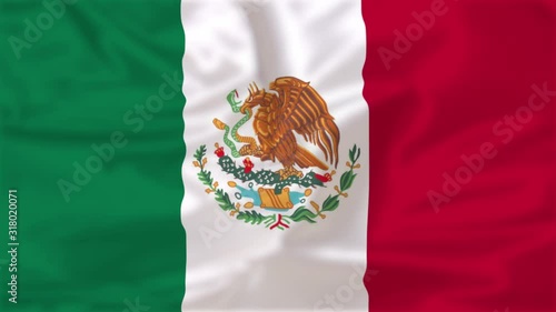 Mexico Flag Motion Loop Video Waving in Wind. Realistic Mexican Flag Background. Mexico Flag Looping Closeup 4K Footage. Mexico EU European Country Flags Footage Video For Film