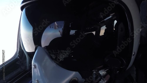 Pilot in the cockpit in a u-turn