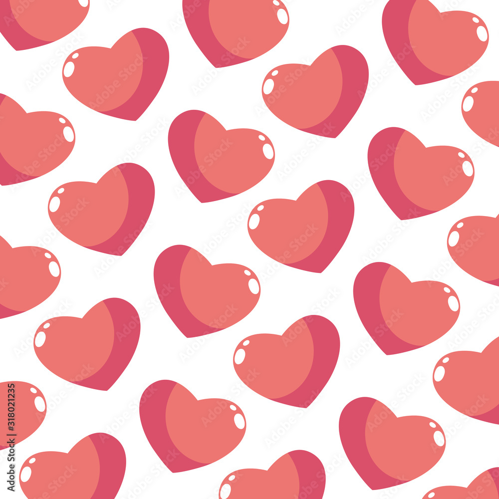 pattern of hearts red on white background