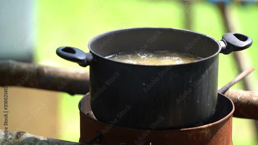 typical kitchen of camp life scout, boy scout, pot for cooking typical kitchen of camp life scout, boy scout, pot for cooking