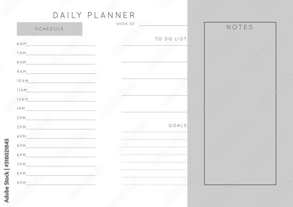 Planner sheet vector Planner sheet vector