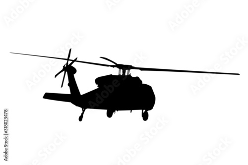 helicopter black silhouette vector on a white background