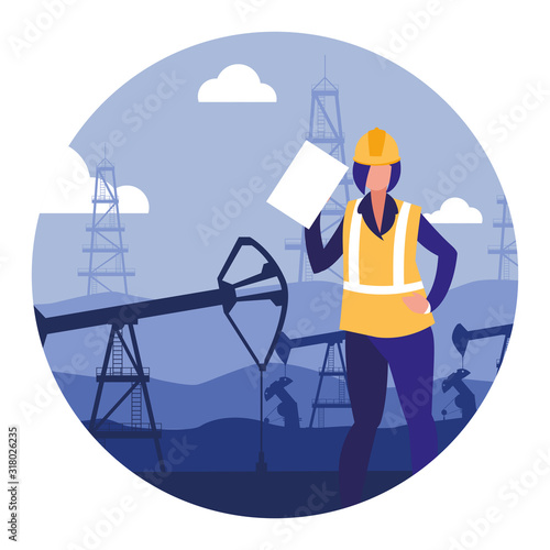 oilman worker on production line petrol refinery