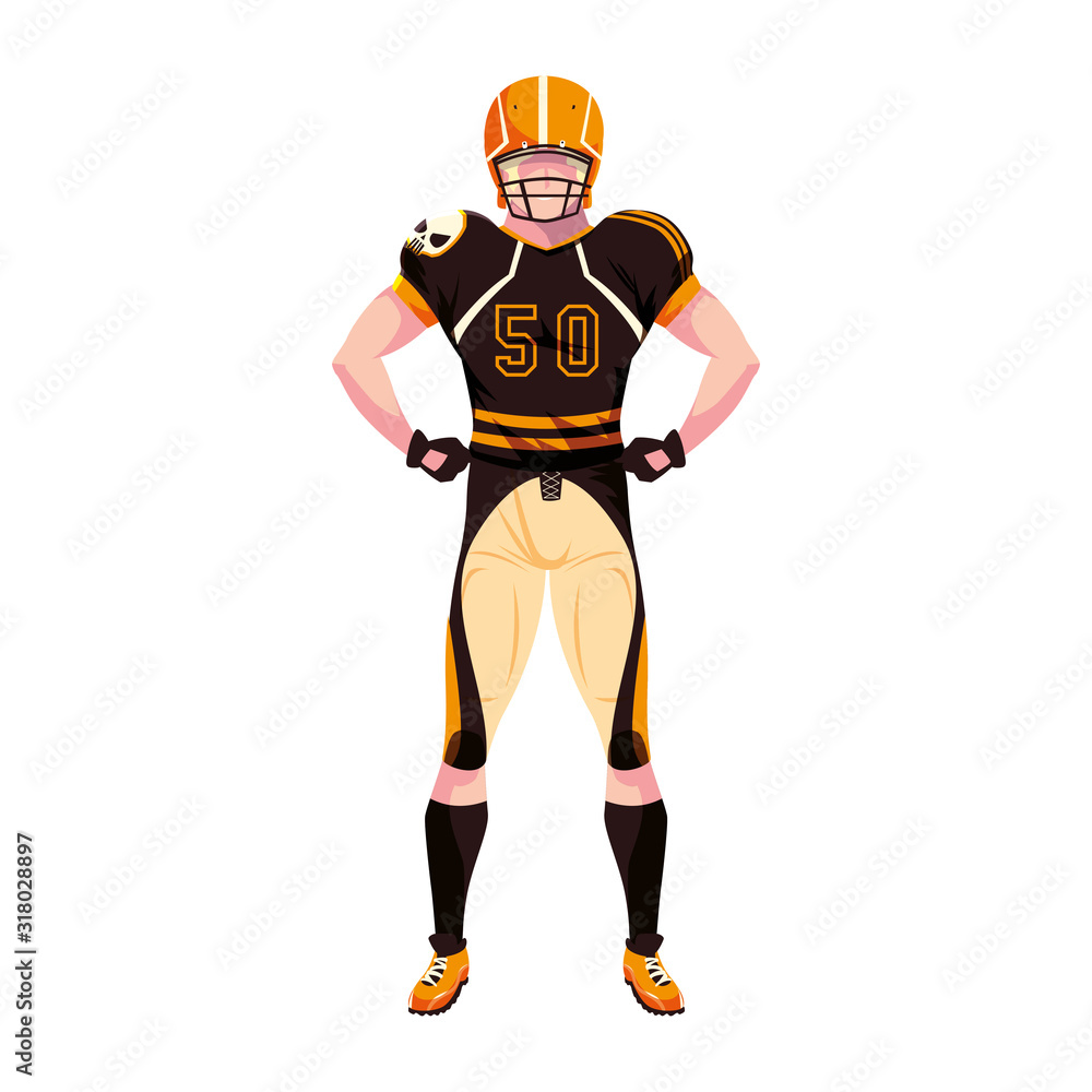 Obraz premium man team player american football with uniform on white background