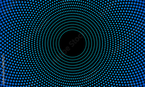 Modern abstract background. Halftone dots in circle form. Round logo. Vector dotted frame. Design element or icon.