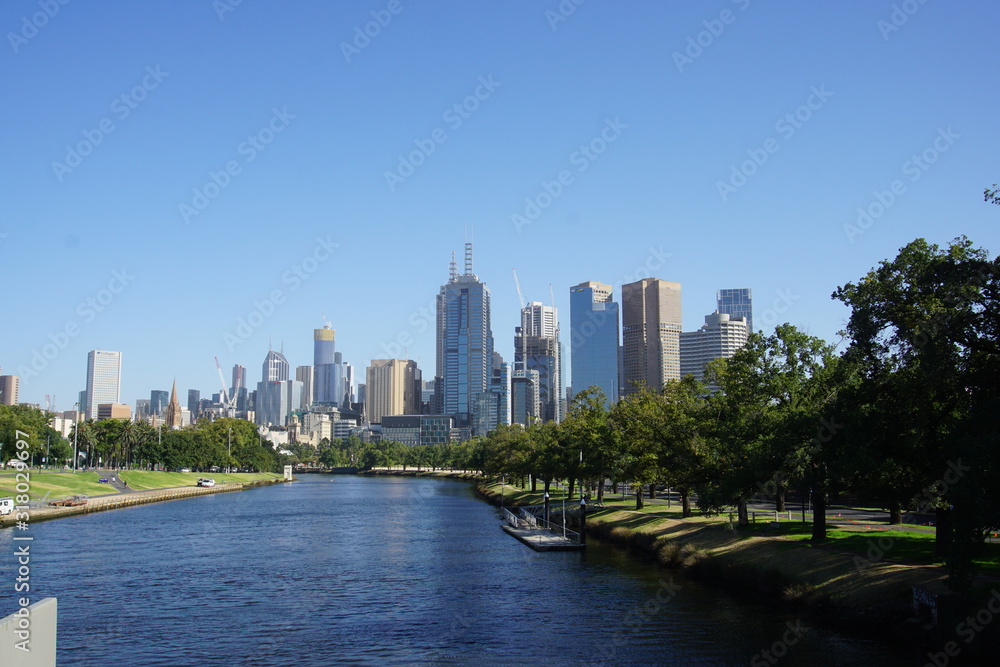 View on Melbourne from Birrarung Marr, Australia