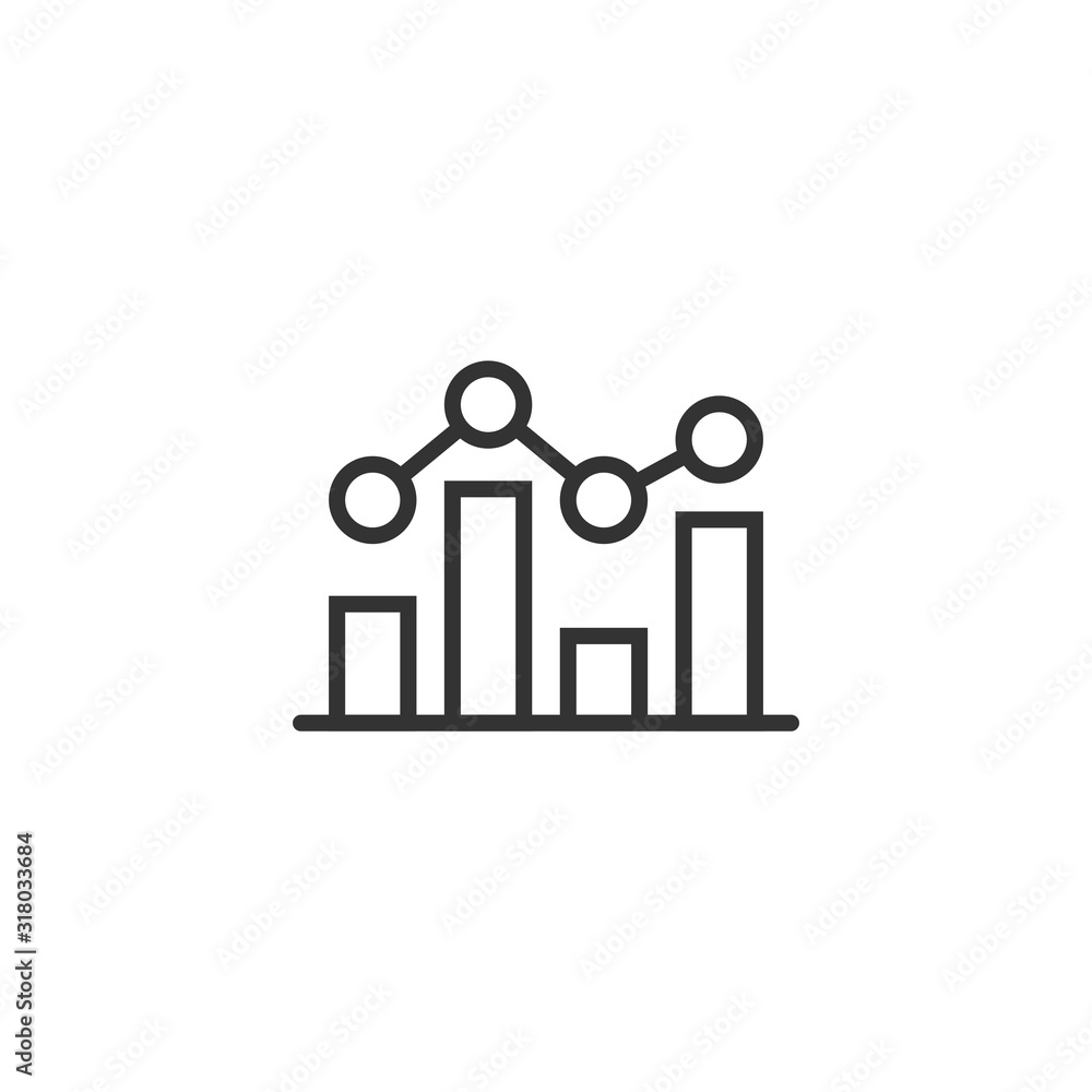 Chart graph icon in flat style. Arrow grow vector illustration on white isolated background. Analysis business concept. Chart graph icon in flat style. Arrow grow vector illustration on white isolated background. Analysis business concept.