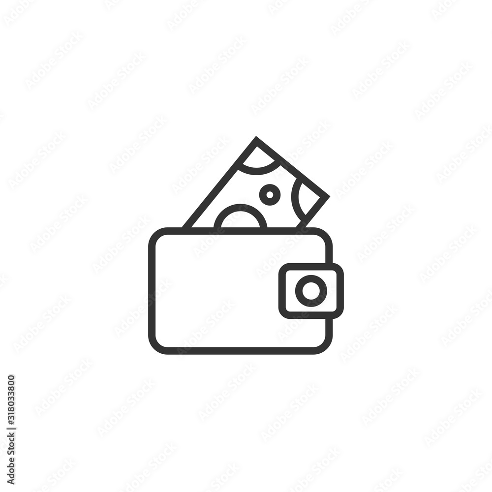Wallet icon in flat style. Purse vector illustration on white isolated background. Finance bag business concept. Wallet icon in flat style. Purse vector illustration on white isolated background. Finance bag business concept.