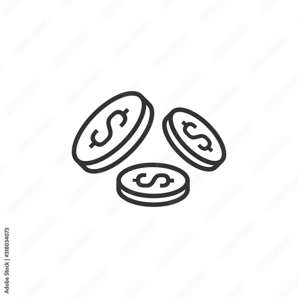 Coins stack icon in flat style. Dollar coin vector illustration on white isolated background. Money stacked business concept. Coins stack icon in flat style. Dollar coin vector illustration on white isolated background. Money stacked business concept.