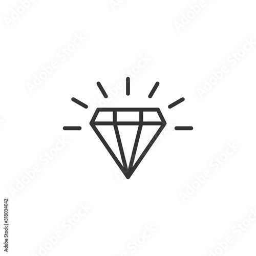 Diamond gem icon in flat style. Gemstone vector illustration on white isolated background. Jewelry brilliant business concept.