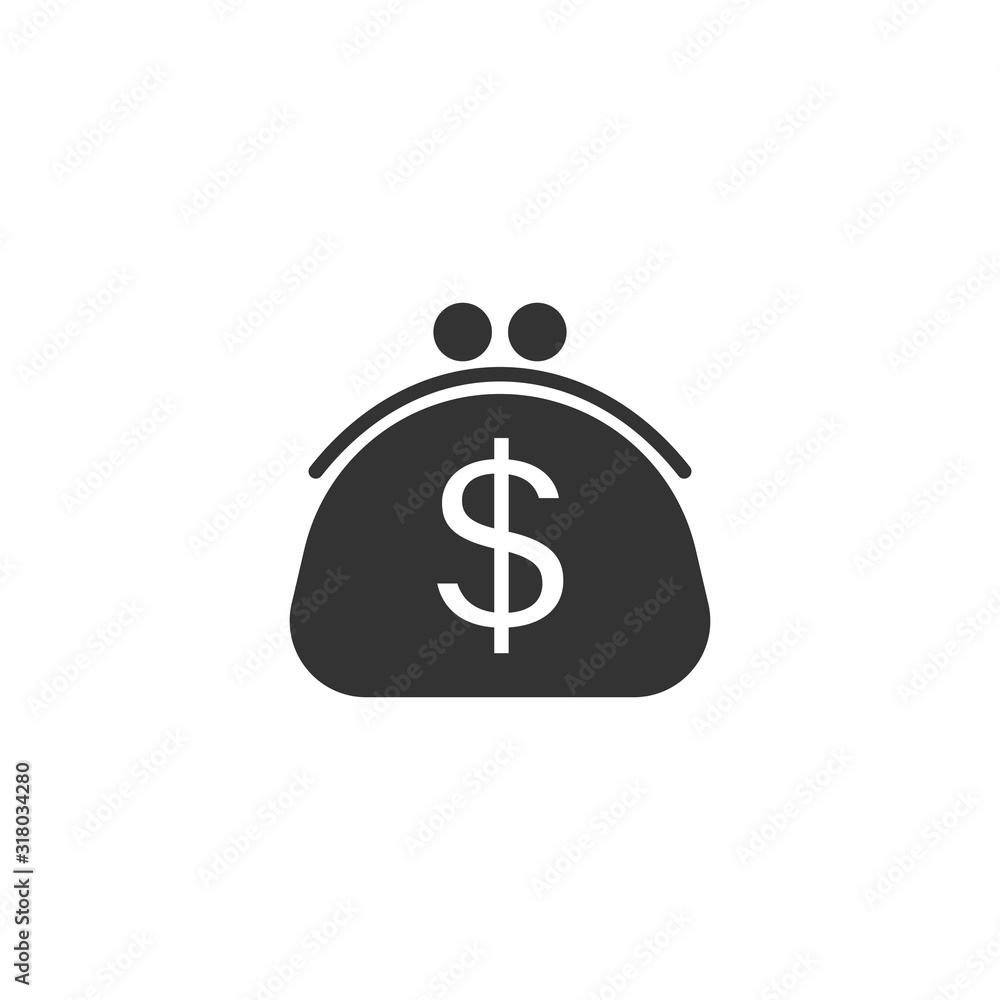 Wallet icon in flat style. Purse vector illustration on white isolated background. Finance bag business concept. Wallet icon in flat style. Purse vector illustration on white isolated background. Finance bag business concept.