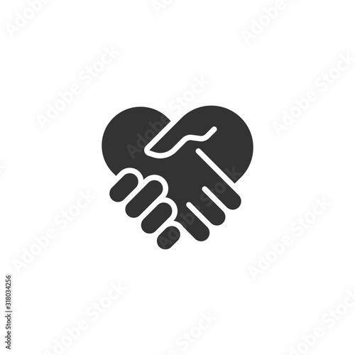 Handshake icon in flat style. Partnership deal vector illustration on white isolated background. Agreement business concept.