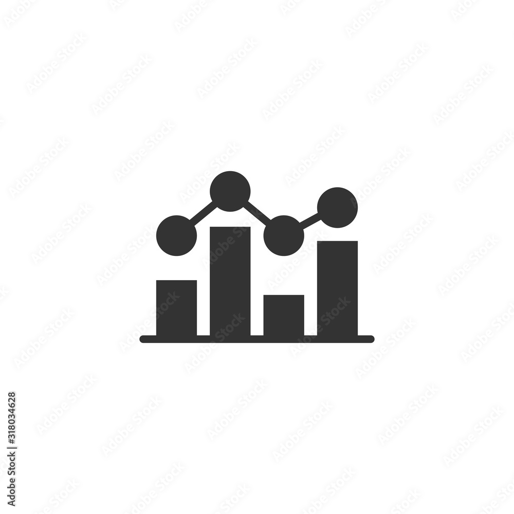 Chart graph icon in flat style. Arrow grow vector illustration on white isolated background. Analysis business concept. Chart graph icon in flat style. Arrow grow vector illustration on white isolated background. Analysis business concept.