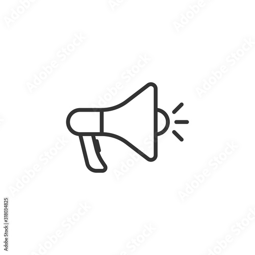 Megaphone speaker icon in flat style. Bullhorn sign vector illustration on white isolated background. Scream announcement business concept.