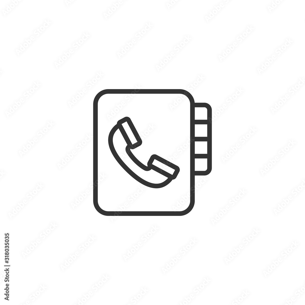 Address phone book icon in flat style. Telephone notebook vector illustration on white isolated background. Hotline contact business concept. Address phone book icon in flat style. Telephone notebook vector illustration on white isolated background. Hotline contact business concept.