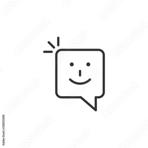 Happy sms icon in flat style. Message speech bubble vector illustration on white isolated background. Envelope business concept.