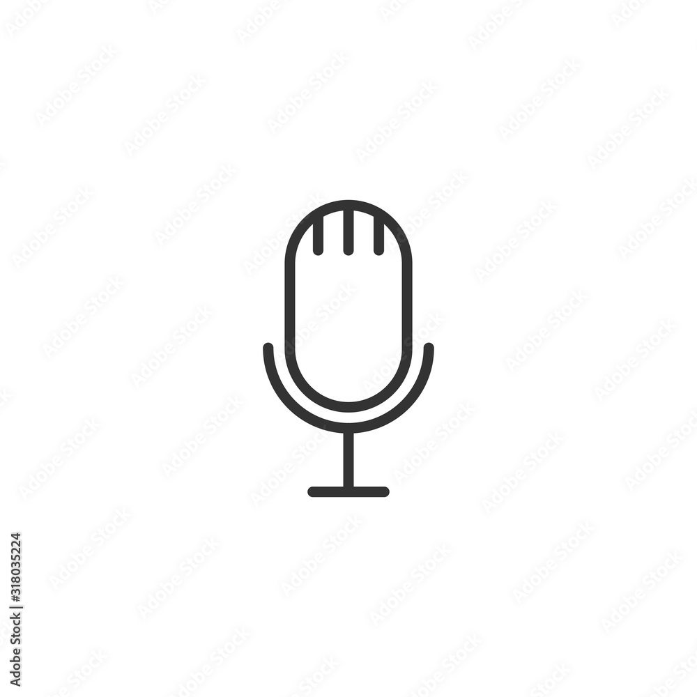 Microphone icon in flat style. Studio mike vector illustration on white isolated background. Audio record business concept. Microphone icon in flat style. Studio mike vector illustration on white isolated background. Audio record business concept.