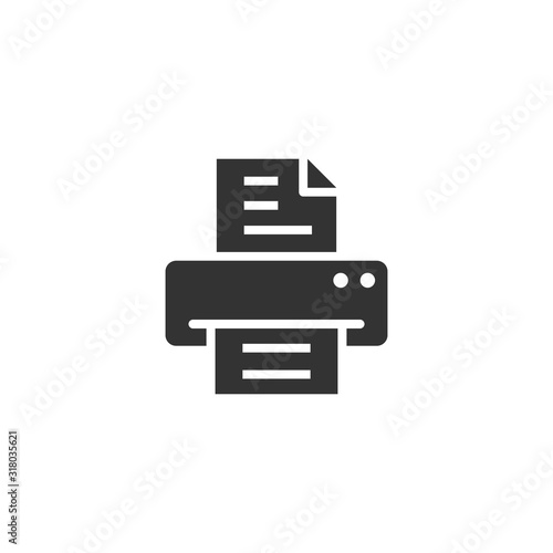 Office printer icon in flat style. Fax vector illustration on white isolated background. Text printout business concept.