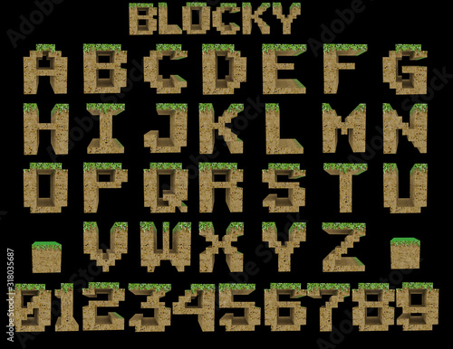 Obraz na płótnie Blocky Video game Alphabet