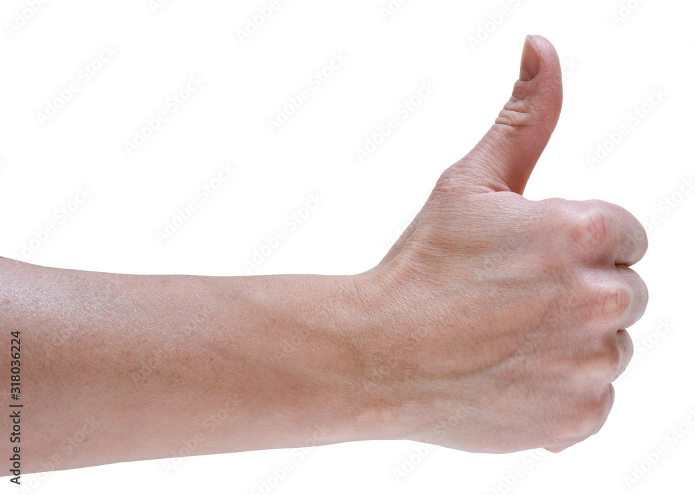 hand with thumb up isolated on white background hand with thumb up isolated on white background