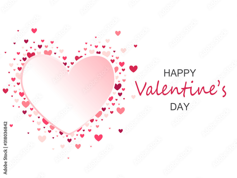 Heart shape vector pink hearts. Valentine's day greeting card.