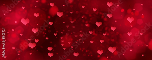Decorative Valentines day background with bokeh lights and heart.