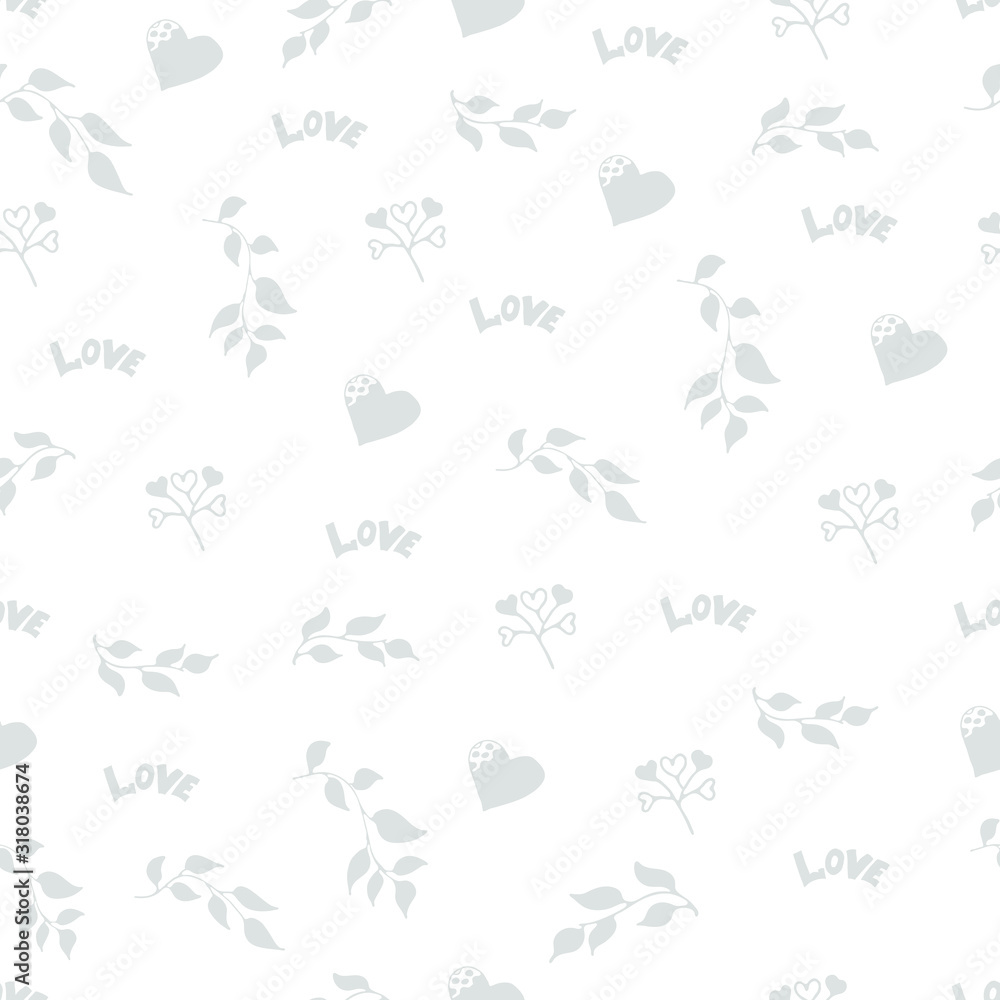 Seamless pattern with gray romantic elements Seamless pattern with gray romantic elements
