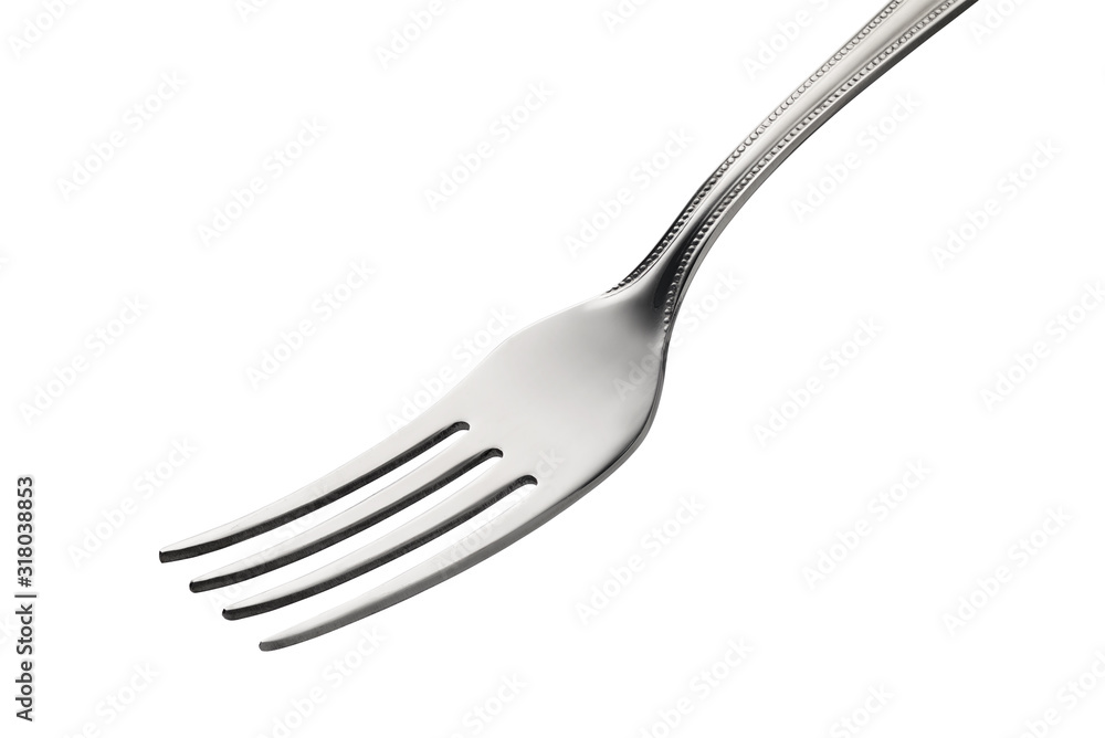 Empty steel dinner fork isolated on white background Empty steel dinner fork isolated on white background