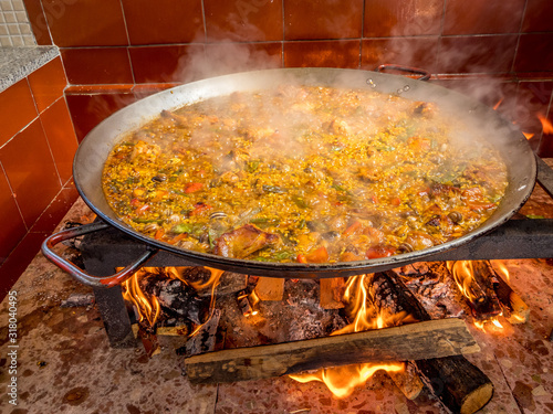 Valencian typical paella with wood fire