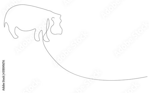 Hippopotamus continuous line drawing vector illustration