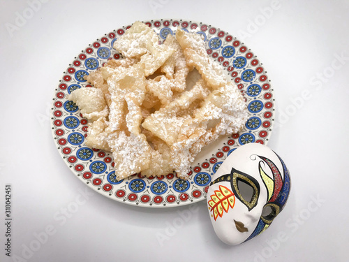 Chiacchiere, the traditional fried dough pastry to celebrate carnival in Italy photo