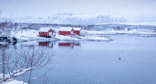 Winter at the seahouse at Salhus in Brønnøy municipality photo