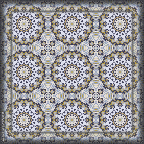 Creative color abstract geometric pattern in gray and gold  vector seamless  can be used for printing onto fabric  interior  design  textile  carpet  pillow.