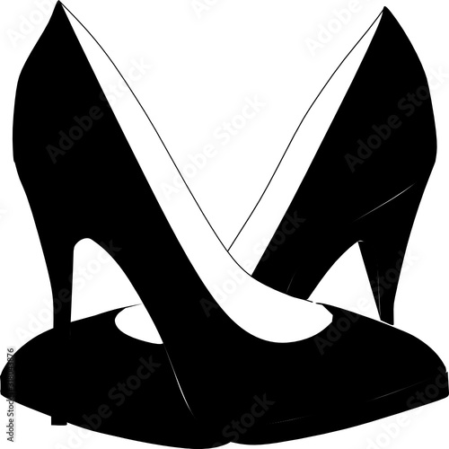 High heels icon isolated on white background. Vector art. Monochrome vector illustration of a women's shoe icon, isolated on a white background