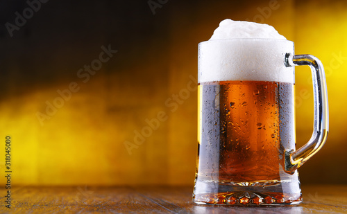 Composition with glass of draught beer